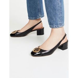 Tory Burch minnie 55MM cap-toe slingback black